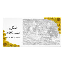 Sunflower Edge Just Married Photo Card