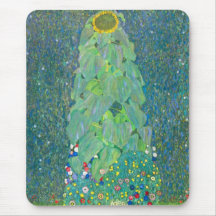 Sunflower, Gustav Klimt Vintage Floral Art Nouveau Mousepads