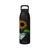Sunflower In Full Bloom with creative background. Reusable Water Bottle