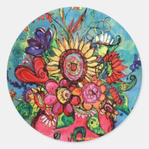Sunflower in Pink Vase Sticker
