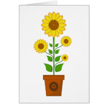 Sunflower in Pot Card