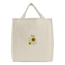 Sunflower Monogrammed Tote Bag