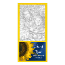 Sunflower on Blue Wedding Thank You Photo Card