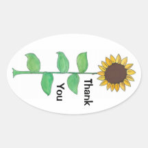Sunflower Oval Thank You Sticker