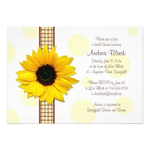 Sunflower Polka Dot Bridal Shower Invitation
