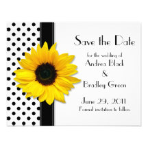 Sunflower Polka Dots Save the Date Card Invitations