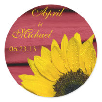 Sunflower Red Personalized Wedding Stickers stickers
