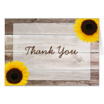 Sunflower Rustic Barn Wood Thank You Cards