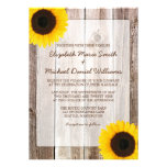 Sunflower Rustic Barn Wood Wedding Invitations