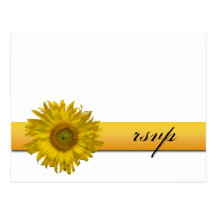 Sunflower Stripe Wedding RSVP Response Postcard