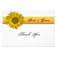 Sunflower Stripe Wedding Thank You Notes - Flat Custom Invite