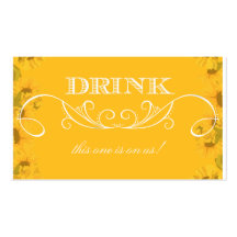 Sunflower Swirl Wedding Drink Ticket Business Card Templates