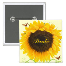 Sunflower Wedding Badge Button for Wedding Party