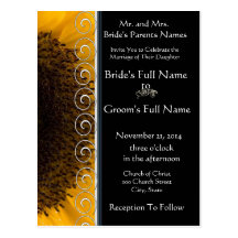 Sunflower Wedding Invitation Postcards