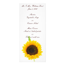 Sunflower Wedding Reception Menu Custom Rack Card