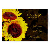 sunflower wedding reception table place cards
