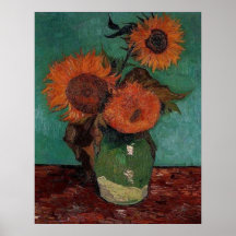 Sunflowers 1st Version with Blue Background Posters