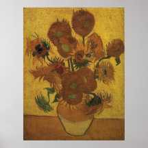 Sunflowers 4th version with Orange Background Print