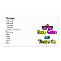 Sunglasses Keep Calm And Theather On Business Card Template