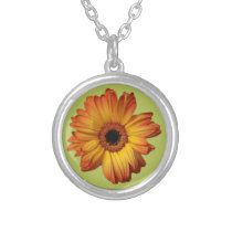 Sunny Orange gerbera flower bloom necklaces