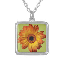 Sunny Orange gerbera flower bloom necklaces