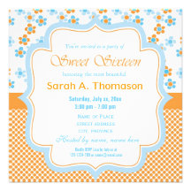 Sunny summer flowers yellow sweet sixteen birthday personalized invites