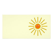 Sunny Summer Sun. Yellow on Cream. Photo Card Template