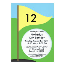 Sunny Yellow Let's Bogie Mini Golf Birthday Party Personalized Invitation