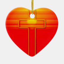 Sunrise Cross Heart Ornament