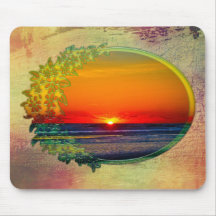 Sunrise Over Atlantic Oval with Flowers Mousepads