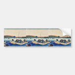 Sunset across the bridge by Katsushika,Hokusai Bumper Stickers