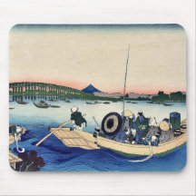 Sunset across the bridge by Katsushika,Hokusai Mousepad