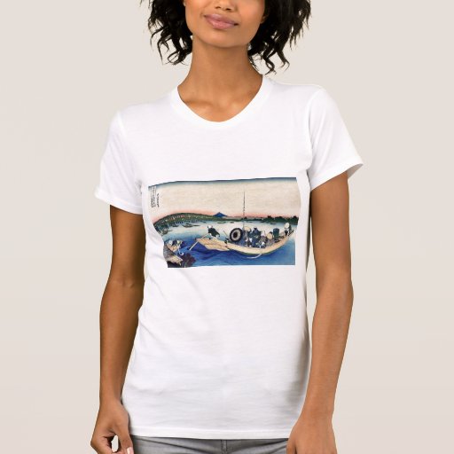 Sunset across the bridge by Katsushika,Hokusai Tees