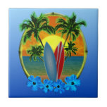 Sunset And Surfboards Tile