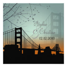 Sunset at Golden gate/wedding invitations