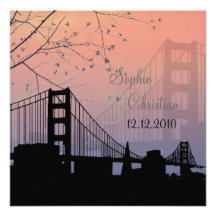 Sunset at Golden gate/wedding invitations