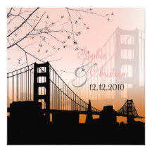 Sunset at Golden gate/wedding invitations