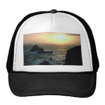 Sunset at Land's End at the Cornish Riviera Mesh Hats