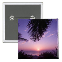 Sunset at West End, Cayman Brac, Cayman Islands, Pinback Buttons