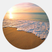 Sunset Beach Wedding Party Favour Sticker