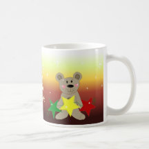 Sunset Christmas Bear with Stars Coffee Mugs