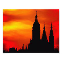 Sunset Church Silhouettes Photo Art