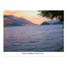 Sunset coming to Lake Como Post Card