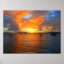 Sunset, Frank Bay, St. John, U.S.V.I, 24 x 18 Posters