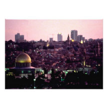 Sunset glow over Old City of Jerusalem, Israel Announcement