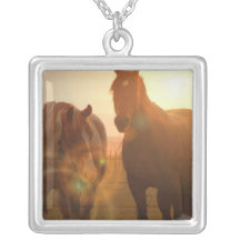 Sunset Horses  Sterling Silver Necklace