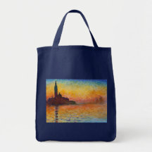 Sunset in Venice, Claude Monet Canvas Bags