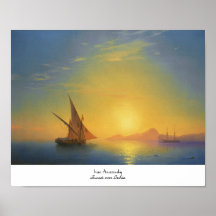 Sunset over Ischia Ivan Aivazovsky seascape waters Poster