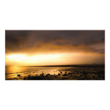 Sunset panoramic sea shore at Meon Beach Photo Cards