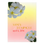 Sunset, plumerias destination wedding custom invitation